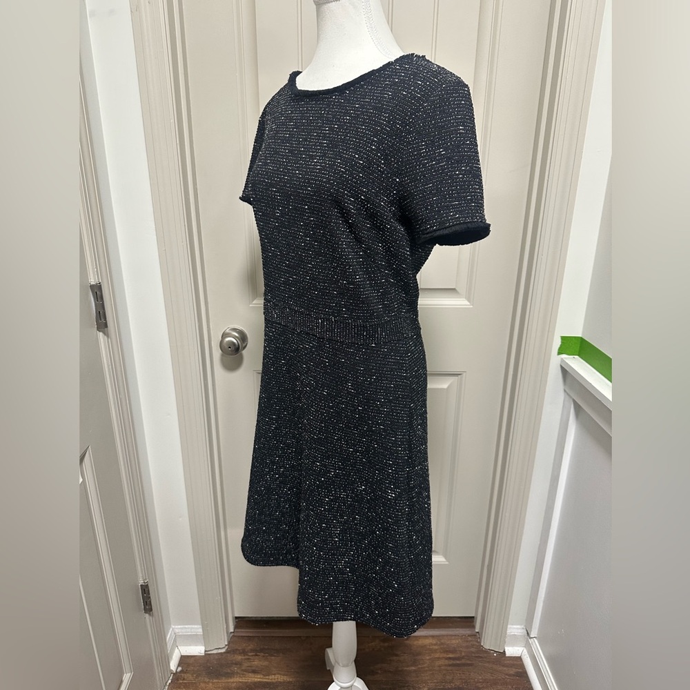 LOFT Black Tweed Midi Dress